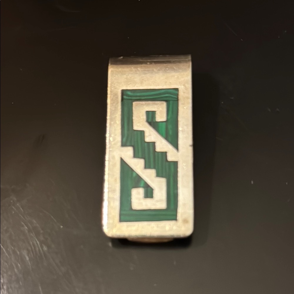 Taxco 925 Silver and Malachite Money Clip